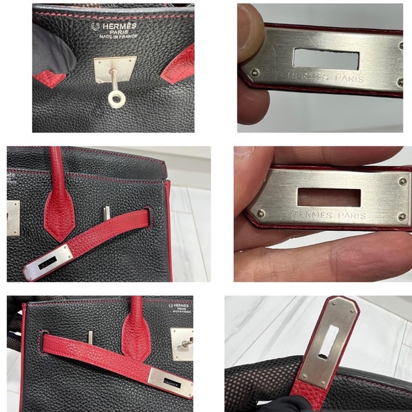 🖤❤️SOLD!!❤️🖤 HERMES BIRKIN 35 HSS BI-COLOR NOIRROUGE TOGO GARANCE BRUSHED PHW - Picture 15 of 16